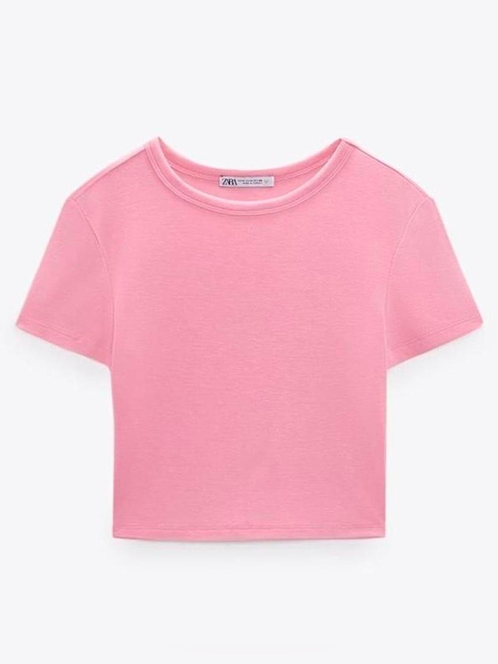 Zara Pink Short Sleeve Crop Top